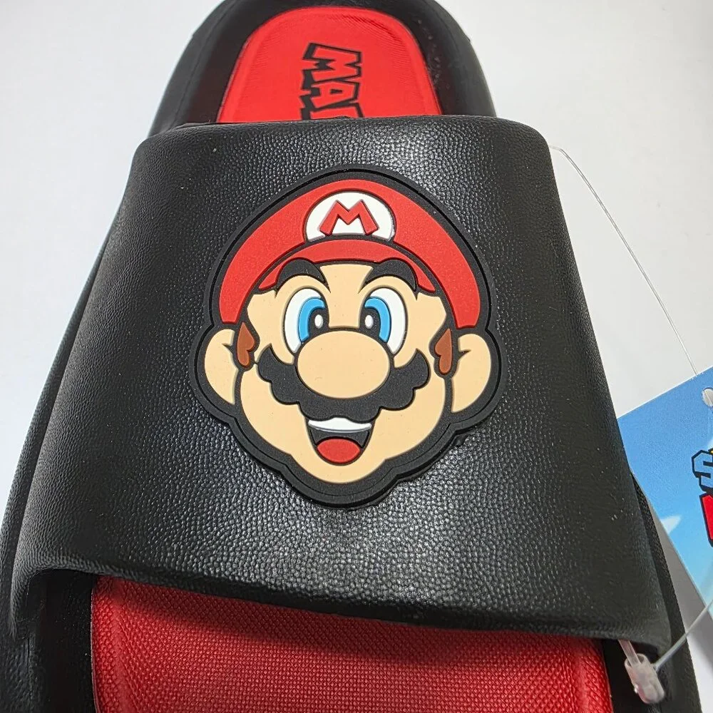 Nintendo Super Mario Slides Sandals Kids Size 3 & 5 Mario Luigi Black Green